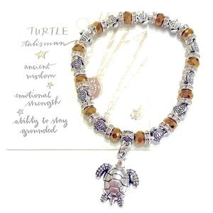 Turtle Bracelet Silver And Gold Tone Beaded With Meaning